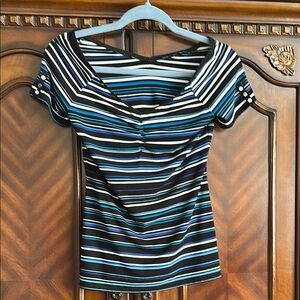 Striped Black and Blue Women's Top